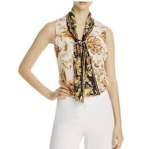 KOBI HALPERIN ALIX Neck Tie Silk Floral Tank Top Blouse